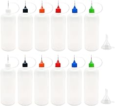MYYZMY 12 Pcs Precision Tip Applicator Bottles,  120ml /4 Ounce Needle Tip Bottle, with 2 Funnel, Multicolor Lids - Image 1