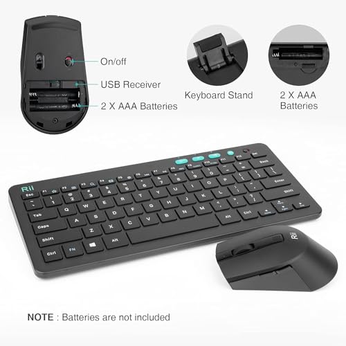 Rii RKM709 2.4 Gigahertz Ultra-Slim Wireless Keyboard and Mouse Combo, Multimedia Office Keyboard for PC, Laptop and Desktop,Business Office(Black)-New - Image 2
