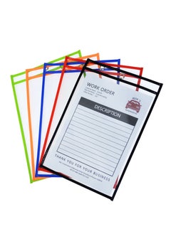 KASTWAVE Reusable Dry Erase Sleeves, Work Ticket Holder Dry Erase Pockets 5 Pack Ideal for Home Study, School & Office, Shop Ticket Holders for Teacher Supplies Clear Dry Erase Pocket 9" x 12"  - Image 1