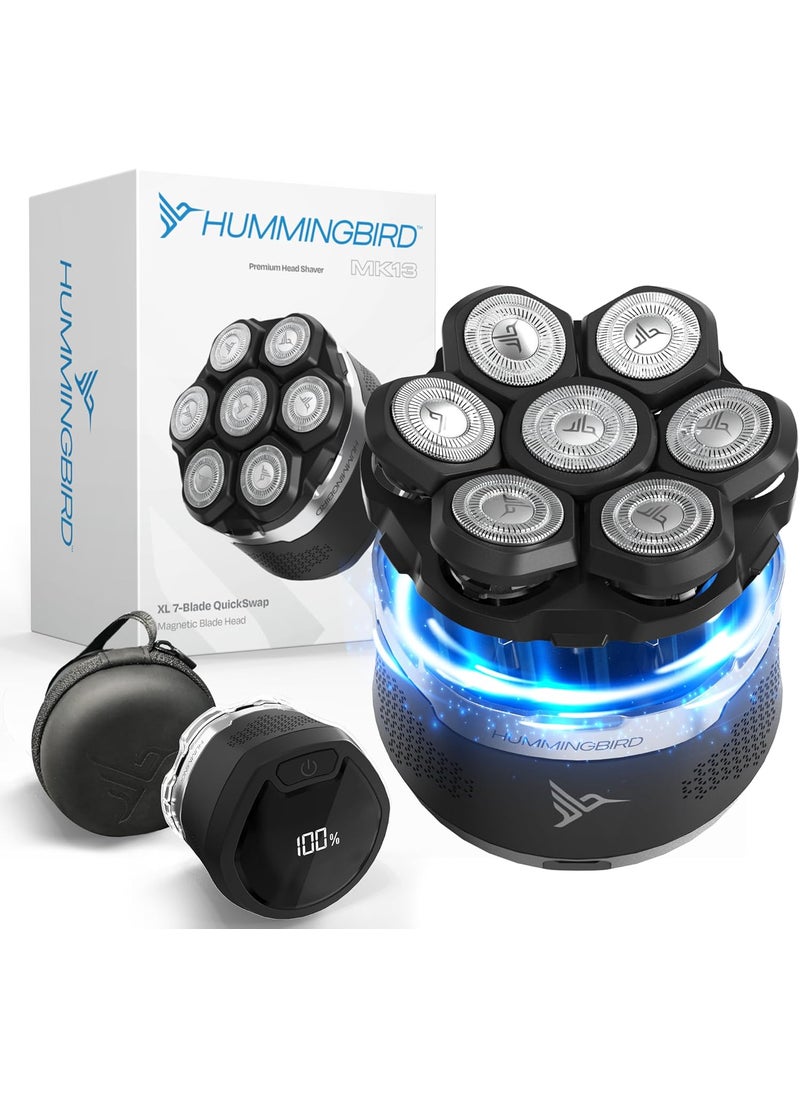 Hummingbird HUMMINGBIRD MK13 Premium Head Shaver 7 Blade Electric Razors for Men Cordless USBC Rechargeable Wet  Dry Electric Head Shavers for Bald Men Waterproof Skull Shaver LED Display Travel Case 