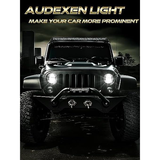 AUDEXEN 7 Inch Led Headlights Dot Approved Round Headlight With Drl Low Beam And High Beam Compatible With Jeep Wrangler Jk Jku Lj Cj Tj 19972018 Headlamps  Exclusive Patent Black - Image 5