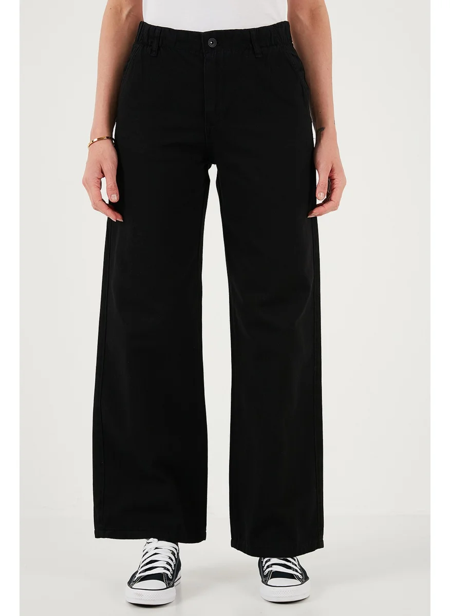 Lela Cotton Standard Fit High Waist Wide Leg Pants Women's Trousers 668YP5344
