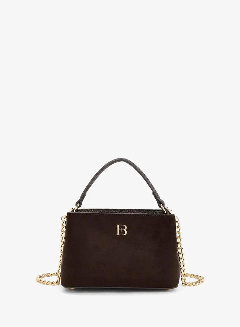 Suede Crossbody Bag With Chain Strap