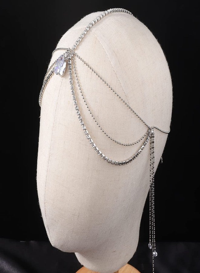 Wiwpar Rhinestone Head Chain Hair Headpiece Multi Layer Chain Dangle Drop Forehead Headband for Women Girls - Image 5