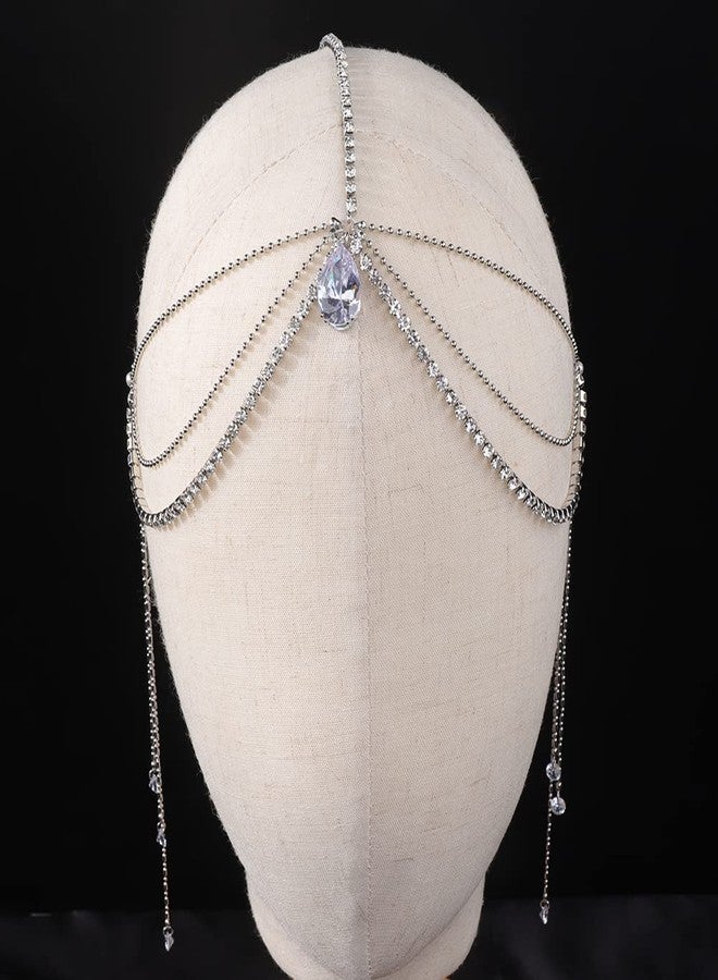 Wiwpar Rhinestone Head Chain Hair Headpiece Multi Layer Chain Dangle Drop Forehead Headband for Women Girls - Image 4