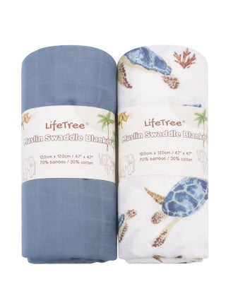 Muslin Swaddle Blankets Neutral, Baby Swaddling Wrap Nursery Receiving Blanket For Boys & Girls, Soft 70% Viscose From Bamboo And 30% Cotton, Large 47 X 47 Inches, Sea Turtle & Solid Colors - pzsku/Z350A76DAA3D095CCBAC6Z/45/_/1733730681/541bb997-0e85-4263-b839-44c224aae233