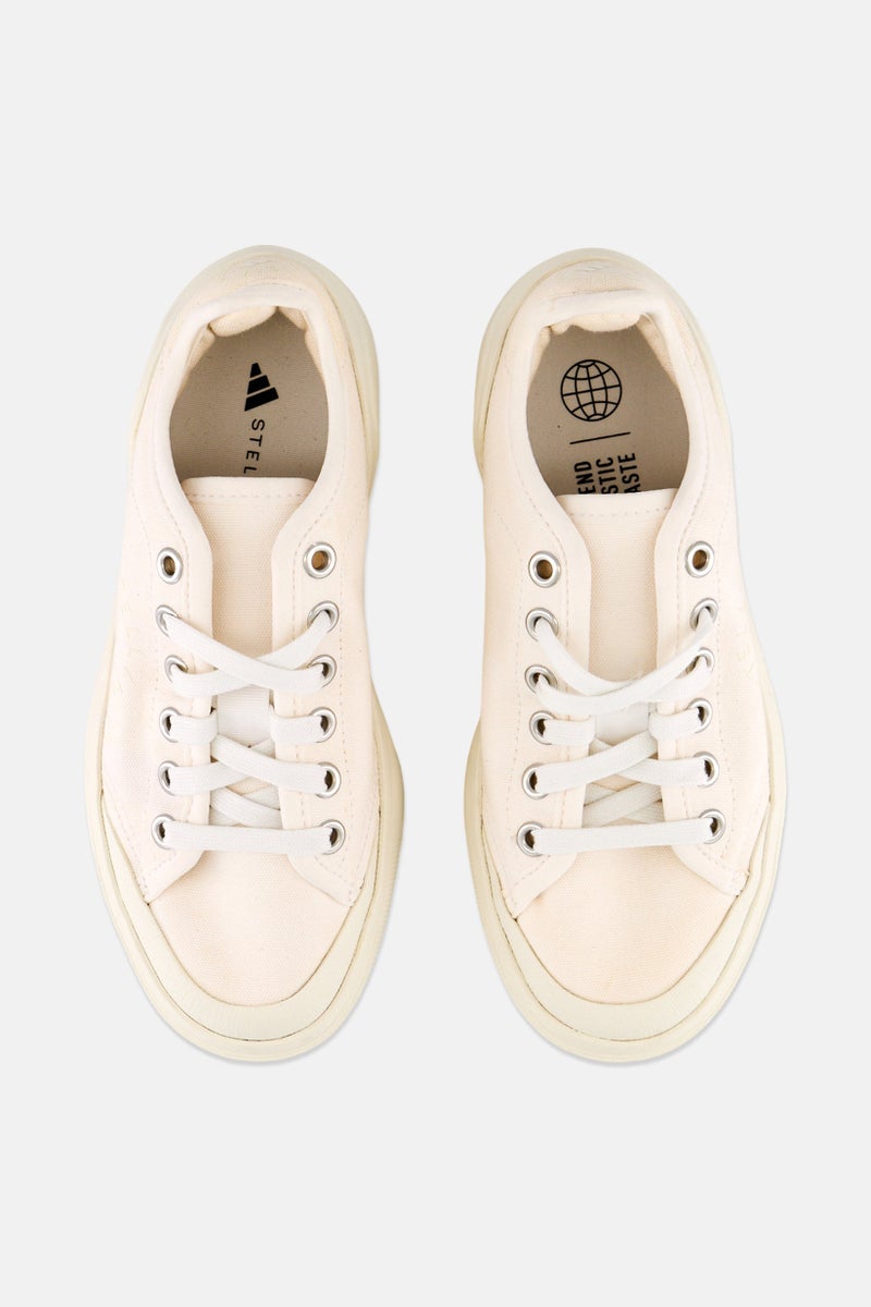 Adidas Adidas by Stella McCartney Kids Girl aSMC Court Cotton Lace Up Outdoor Shoes, Off White - Image 2