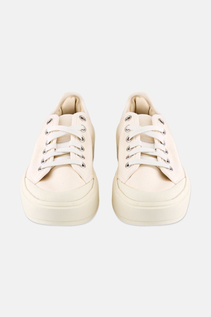 Adidas Adidas by Stella McCartney Kids Girl aSMC Court Cotton Lace Up Outdoor Shoes, Off White - Image 3