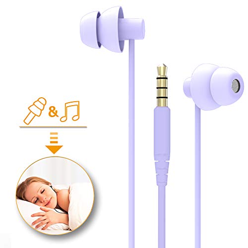 MAXROCK (TM Total Soft Silicon Headphones with Mic Sleep Travel Choice for Cellphones Tablets and 3.5mm Jack (Violet) - Image 2