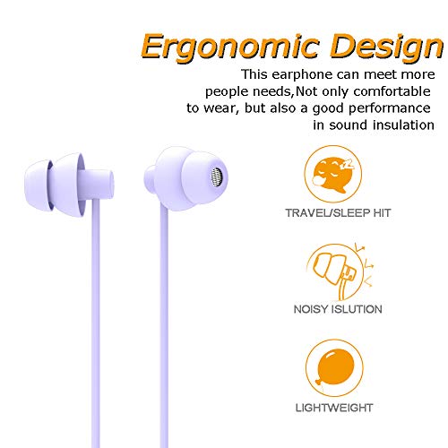 MAXROCK (TM Total Soft Silicon Headphones with Mic Sleep Travel Choice for Cellphones Tablets and 3.5mm Jack (Violet) - Image 4