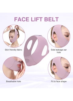 BTFMEI V Line Lifting Mask Strap, Double Chin Reducer, Reusable V Chin up Mask, Face Lifting Belt V Shaped for Women (Purple)  - Image 4