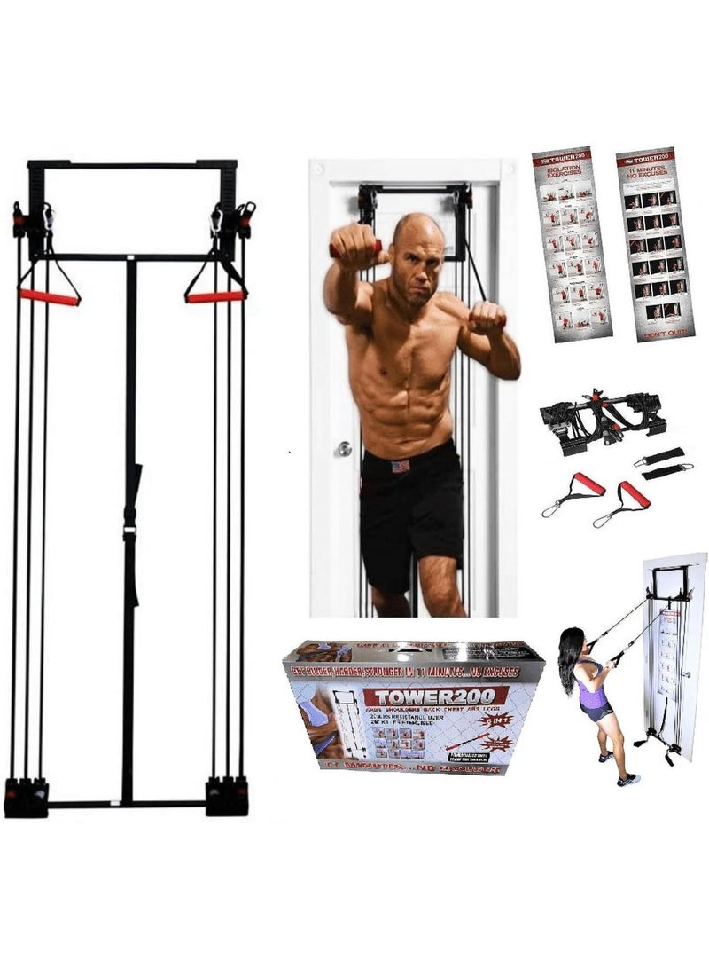 Sky Land Tower 200 Door Gym | 95KG Adjustable Resistance | 200+ Home Exercises | Strength Training Kit | Full Body Workout | Easy No-Screw Door Installation | Heavy-Duty Frame | Home & Gym EM-1816 - Image 1