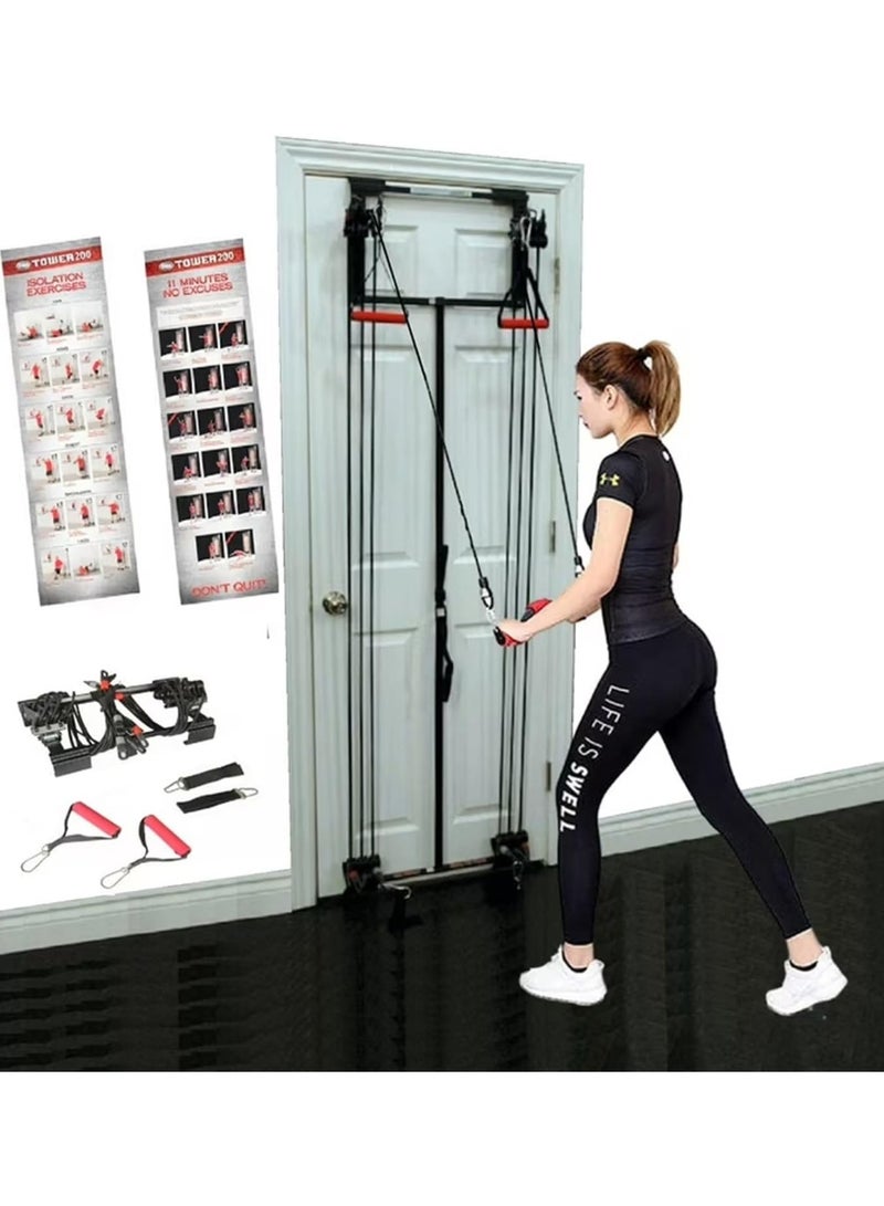 Sky Land Tower 200 Door Gym | 95KG Adjustable Resistance | 200+ Home Exercises | Strength Training Kit | Full Body Workout | Easy No-Screw Door Installation | Heavy-Duty Frame | Home & Gym EM-1816 - Image 2