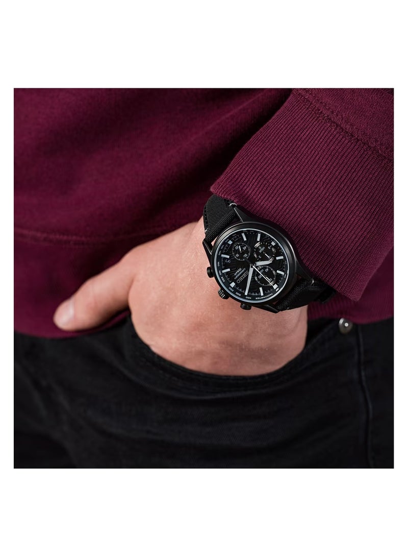 سيكو Seiko Conceptual Chronograph Nylon Strap Black Dial Quartz SSB421P1 - Image 2
