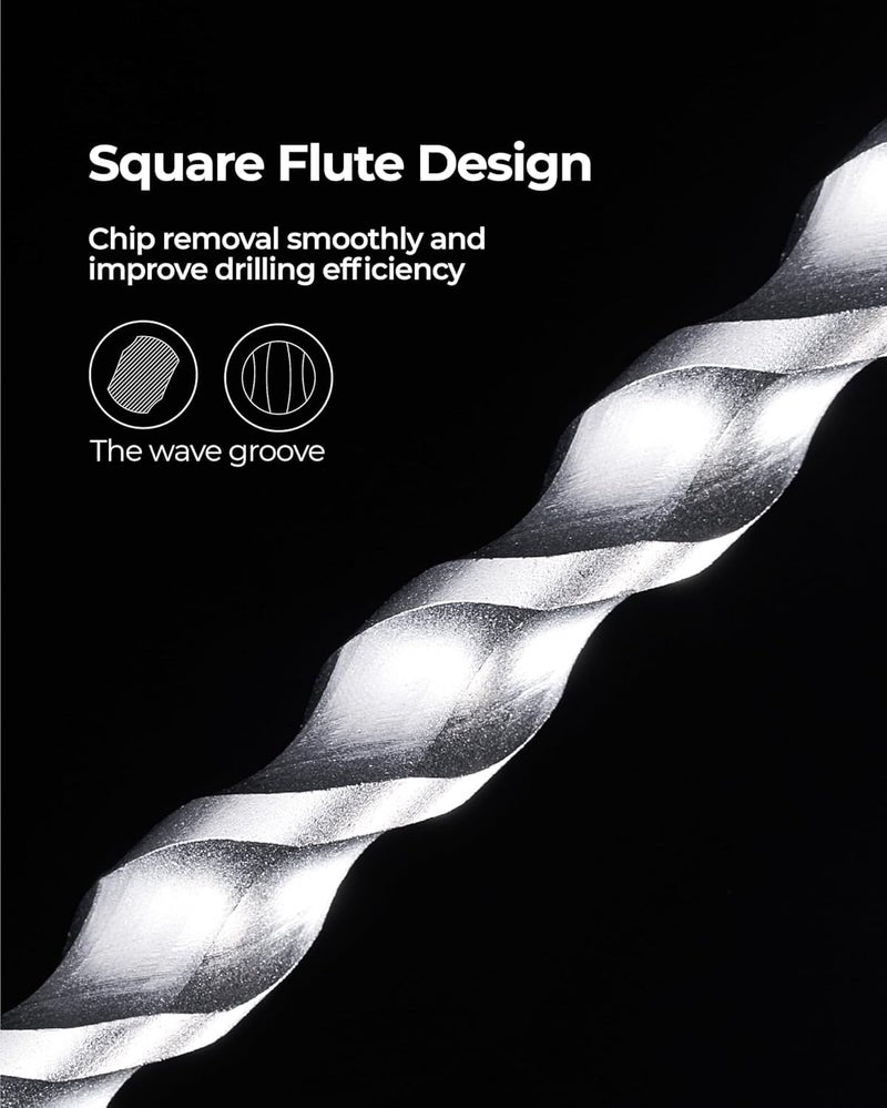 toolant Masonry Drill Bit,SDS Plus Rotary Hammer Drill Bits Set Assorted Set 7pcs(5/32"-1/2") 6inch,Carbide Tipped 2-Cutter for Concrete,Masonry and Brick - Image 3