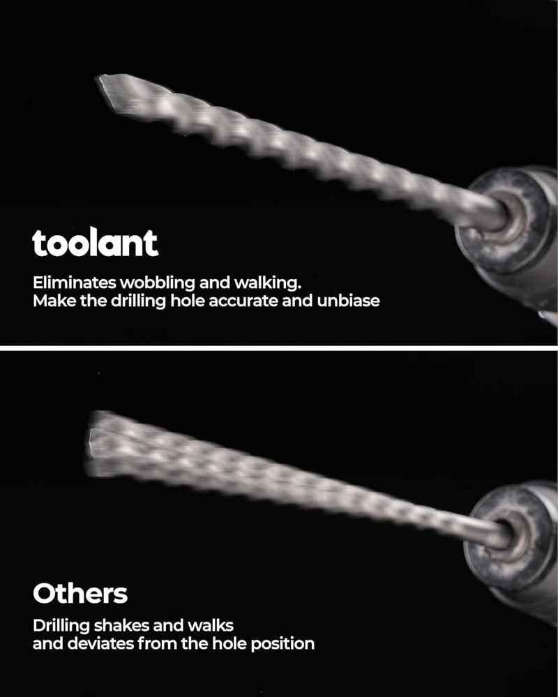 toolant Masonry Drill Bit,SDS Plus Rotary Hammer Drill Bits Set Assorted Set 7pcs(5/32"-1/2") 6inch,Carbide Tipped 2-Cutter for Concrete,Masonry and Brick - Image 5