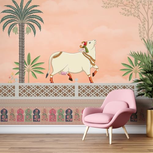 PAPER PLANE DESIGN Spiritual and Ethnic Pichwai Wall Mural Wallpaper. Full Wall Coverage. (Ds-01) (6 X 8 FEET, Canvas Texture - SELF Adhesive) - Image 2