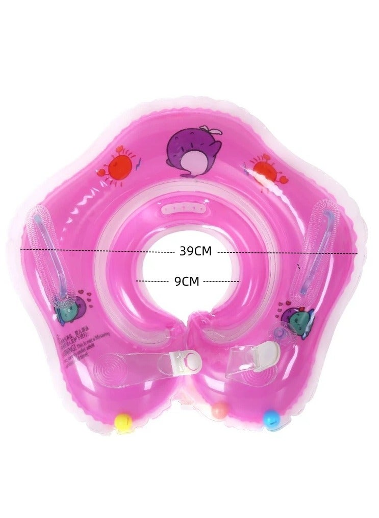 حلقة السباحة القابلة للنفخ من Pink Baby ، مناسبة لحوض الاستحمام ، عوامة سباحة للأطفال من 0 إلى 18 شهرا من مادة النسيج الناعمة الصديقة للبشرة عوامة السباحة للأطفال - Image 2