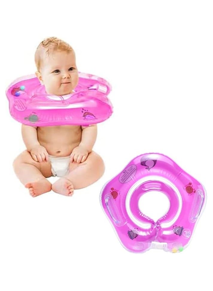 حلقة السباحة القابلة للنفخ من Pink Baby ، مناسبة لحوض الاستحمام ، عوامة سباحة للأطفال من 0 إلى 18 شهرا من مادة النسيج الناعمة الصديقة للبشرة عوامة السباحة للأطفال - Image 4