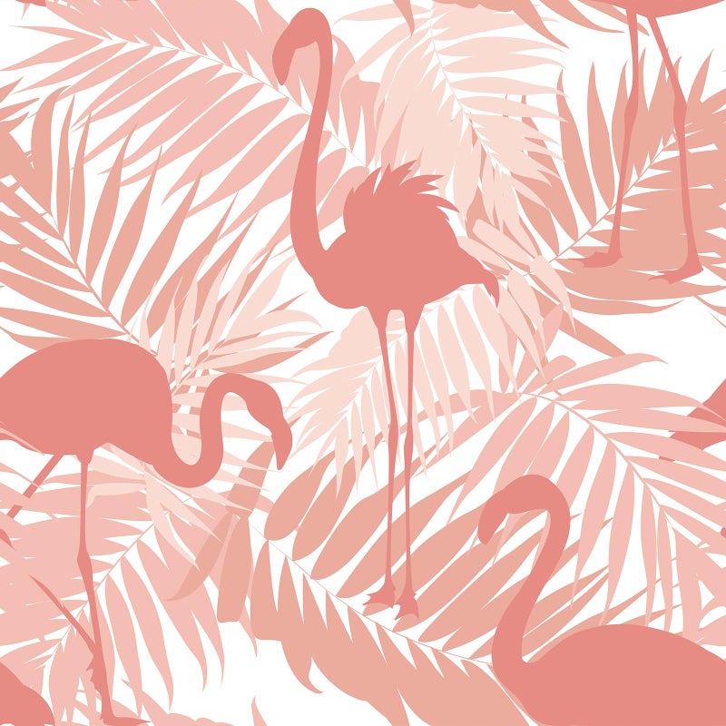 LACHEERY Pink and White Wallpaper Stick and Peel 175x276 Flamingo Peel and Stick Wallpaper Pink Contact Paper for Cabinets Removable Tropical Leaf Wall Paper for Bedroom Bathroom Walls Waterproof - Image 2
