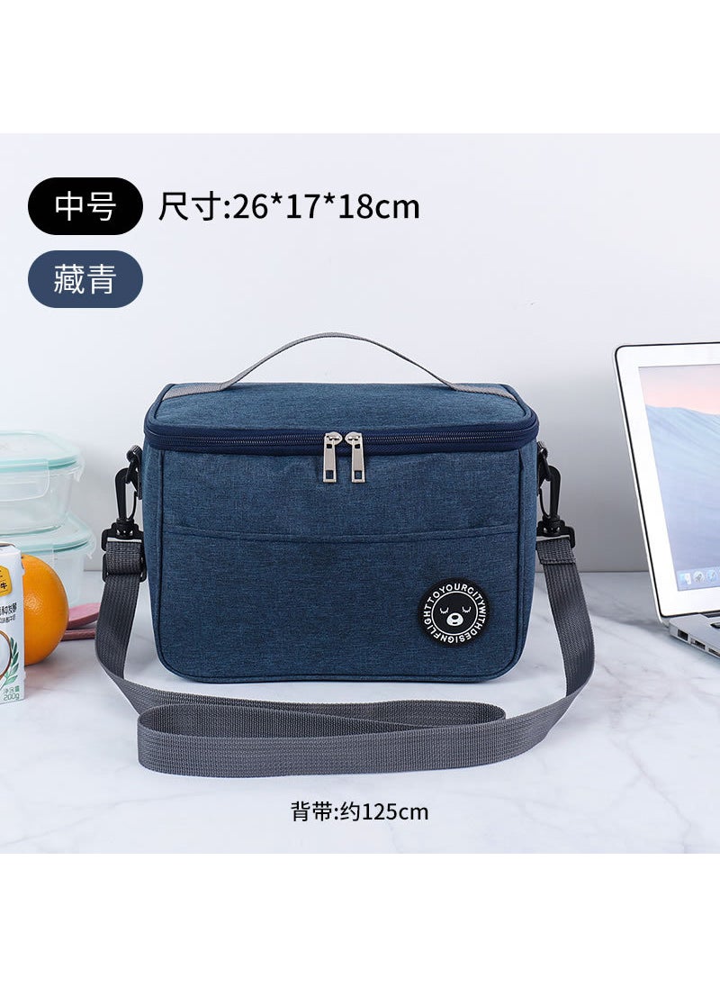 Generic Square Lunch Bag with Foil Insulation Medium-Navy Blue 