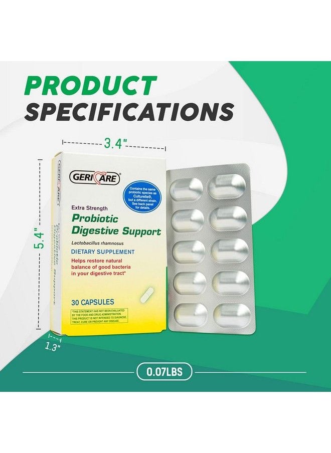 GeriCare - Probiotic Digestive Support ; Extra Strength 20 Billion Cfu Lactobacillus Rhamnosus R11 Daily Probiotic ; Keeps Your Digestive System Balanced ; 30 Capsules - Image 1