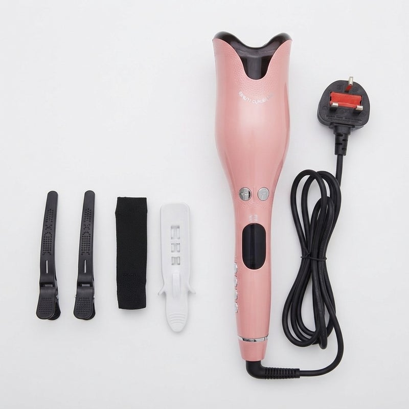 BoSidin Professional Automatic Hair Curler | Ceramic Rotating Curling Iron with Temperature Control, Digital Display & Auto Spin Chamber - Pink - Image 2