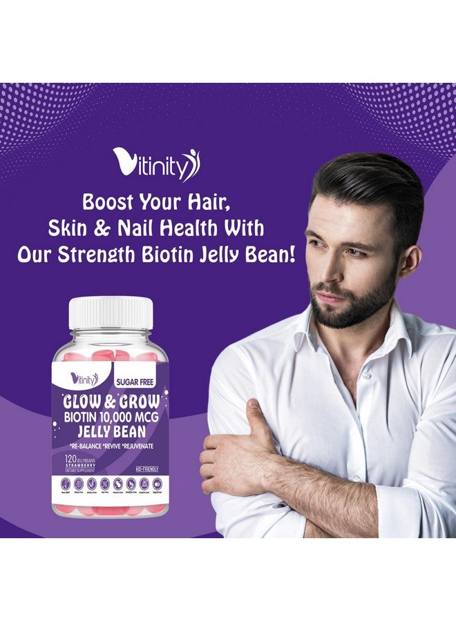 VITINITY Biotin 10000 Mcg Extra Strength Vegetarian (Vitamin B) Sugar-Free Supplement-Supports Healthier Hair & Skin - Women & Men 120 Veggie Sugar-Free Jelly Beans (30 Day Supply) - Image 5