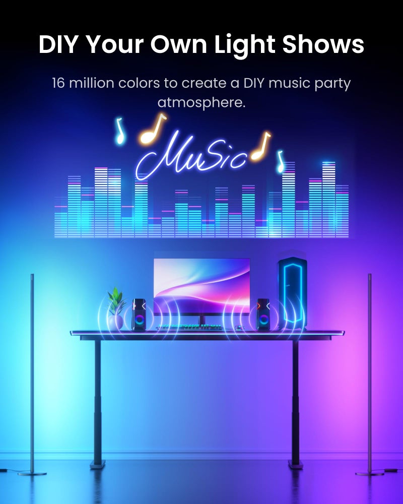 SwitchBot Floor Lamp with Matter, RGB, Warm Cool White, Corner Floor Lamp Compatible with Apple Home, Alexa, Google Home, 1200lm, Music Sync, Scene Modes, 16 Million Colors for Living Room Bedroom - Image 5