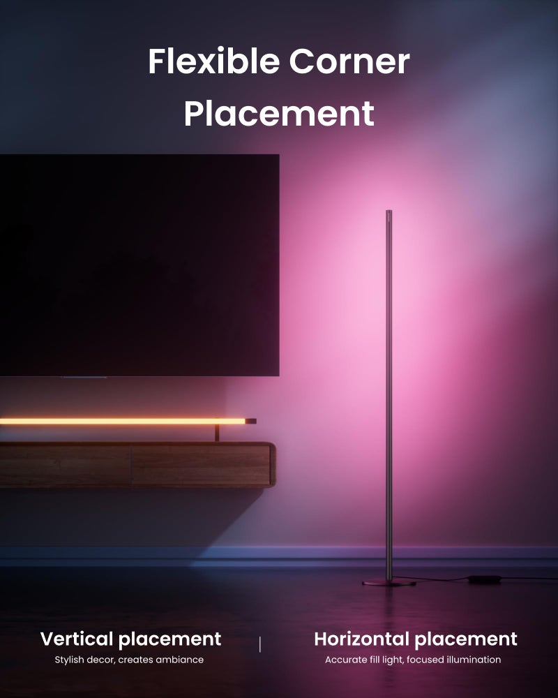 SwitchBot Floor Lamp with Matter, RGB, Warm Cool White, Corner Floor Lamp Compatible with Apple Home, Alexa, Google Home, 1200lm, Music Sync, Scene Modes, 16 Million Colors for Living Room Bedroom - Image 4