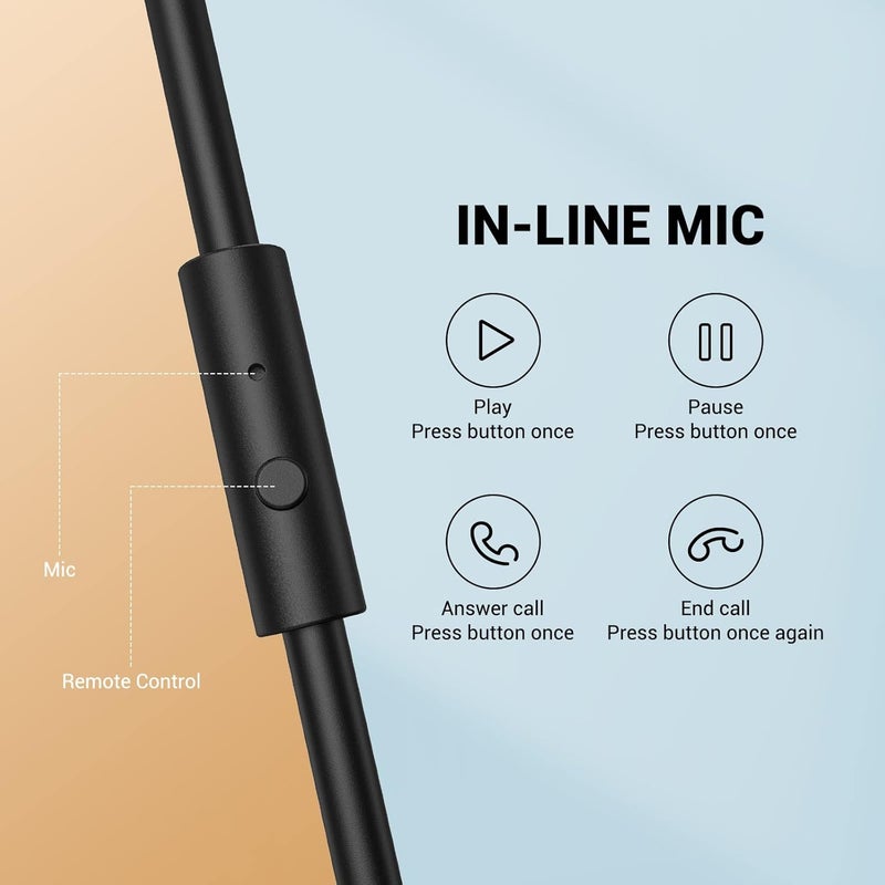 OneOdio 3.5mm Jack Cable with Mic & On/Off Switch - Compatible with Pro DJ Headphones Pro 10/30/50, PC, Computer, Phone, Notebook.(3.9ft) - Image 3