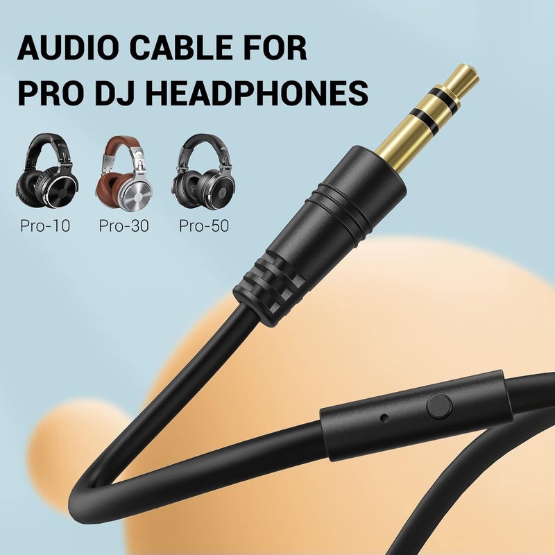 OneOdio 3.5mm Jack Cable with Mic & On/Off Switch - Compatible with Pro DJ Headphones Pro 10/30/50, PC, Computer, Phone, Notebook.(3.9ft) - Image 5