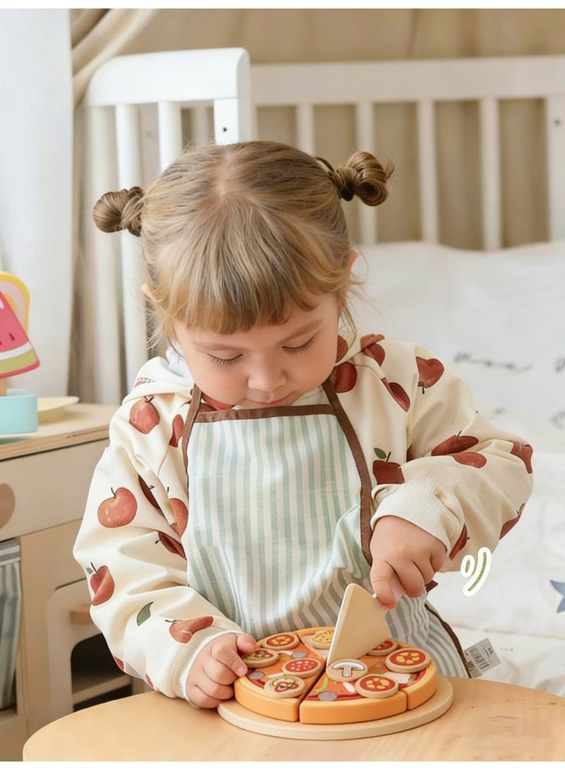 OASIAURA Children's Pretend Play Kitchen Pizza Set - Wooden Cutting Toy for Babies, Gift for Boys & Girls 18+ Months - Image 2