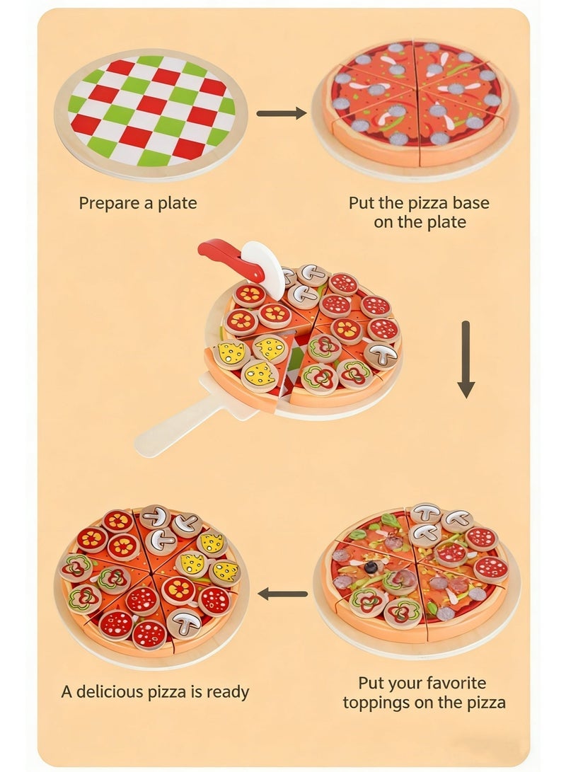 OASIAURA Children's Pretend Play Kitchen Pizza Set - Wooden Cutting Toy for Babies, Gift for Boys & Girls 18+ Months - Image 5