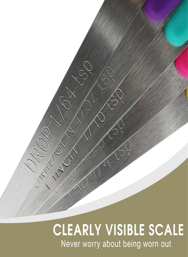 BERYLER مجموعة ملاعق قياس صغيرة من BERYLER، ملاعق قياس صغيرة من الفولاذ المقاوم للصدأ بمقبض سيليكون، مناسبة لكميات صغيرة من المكونات الجافة أو السائلة والتوابل (1/64، 1/32، 1/16، 1/8، 1/4 ملعقة صغيرة) - Image 4