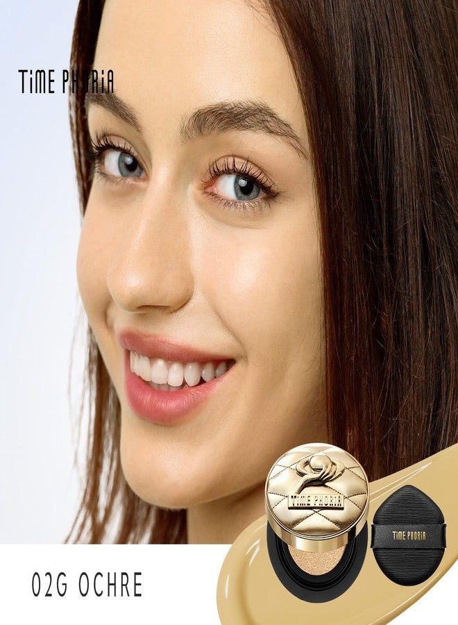 TIMEPHORIA Timeless Utopia Glow Cushion Foundation 02G Ochre -Radiant Glow Finish, Medium to High Coverage, Hydrating Peptide Complex, Lightweight Air Cushion, Long-Lasting Smooth Blurring Base Makeup - Image 2