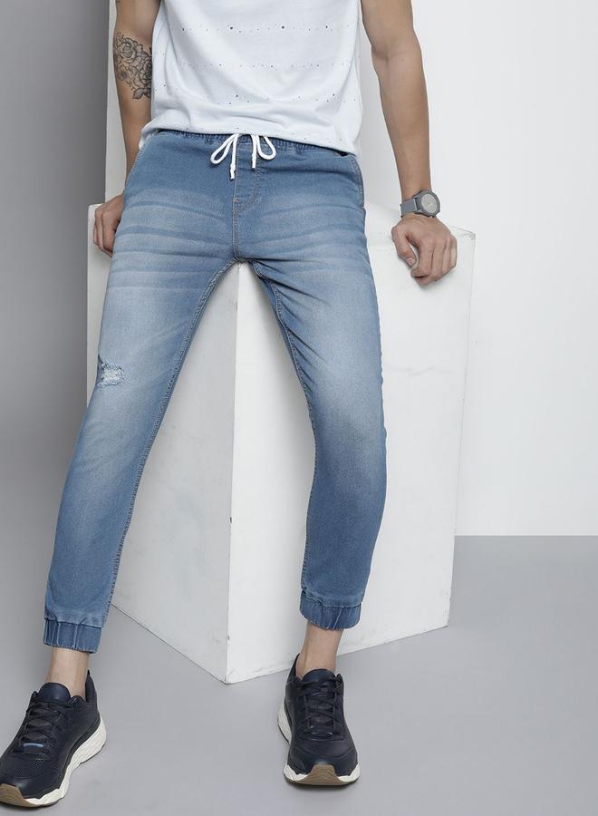 شركة المرآب الهندية جينز بخصر متوسط وتفاصيل تمزيق خفيفة - Image 1