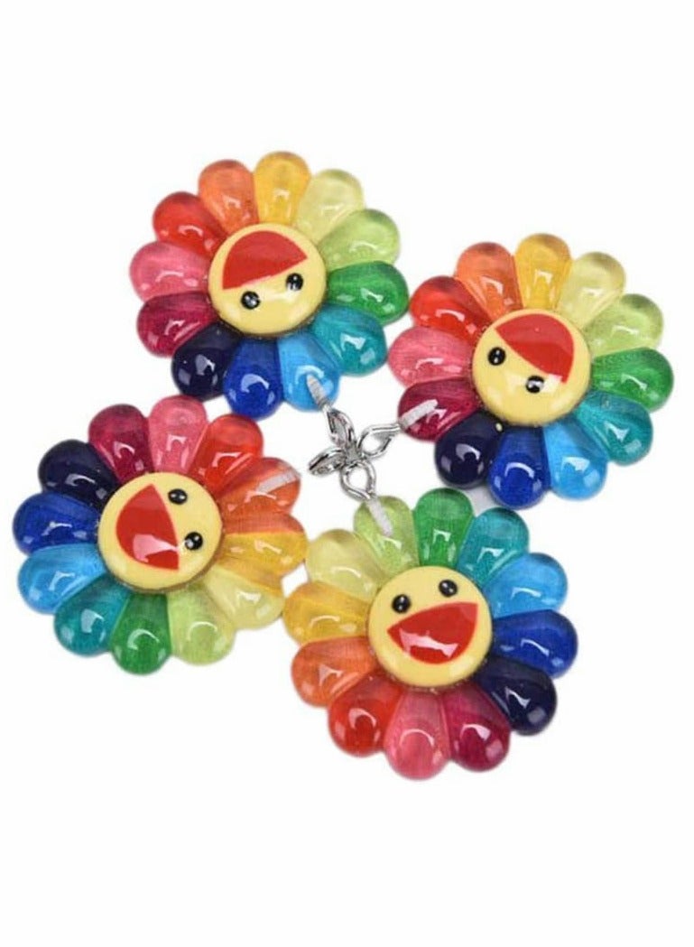 KASTWAVE Colorful Transparent Smiley, Sunflower Charms Sun Flower, Pendants Resin Sun Flower, Pendants Charms Sun Sunflower Collection Crafts, for DIY Bracelet Necklace Earring Keychain Making 50 Pcs - Image 3