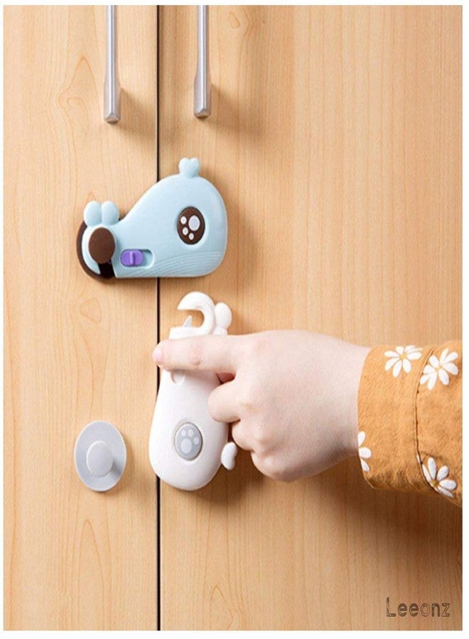 Leeonz Proofing Cabinet Strap Locks - Child Safety Drawer Cupboard Oven Refrigerator Adhesive Locks - Adjustable Toilets Seat Fridge Latches - No Drilling (Pack of 2pcs) (White, Set of 2PCS) - Image 2