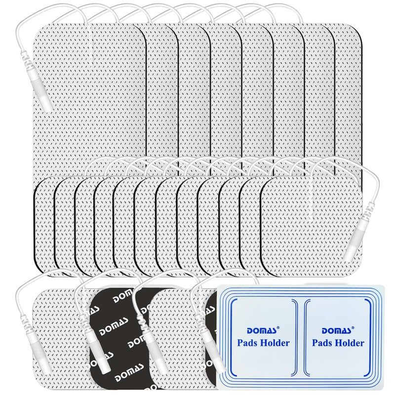 DOMAS 24 Pack 2x22x4 TENS Pads with Pad Holder USA Gel for TENS 7000 30 Uses LatexFree TENS Unit Electrode Replacement Pads Compatible with AUVON Etekcity Other 2 mm Pin TENS Units