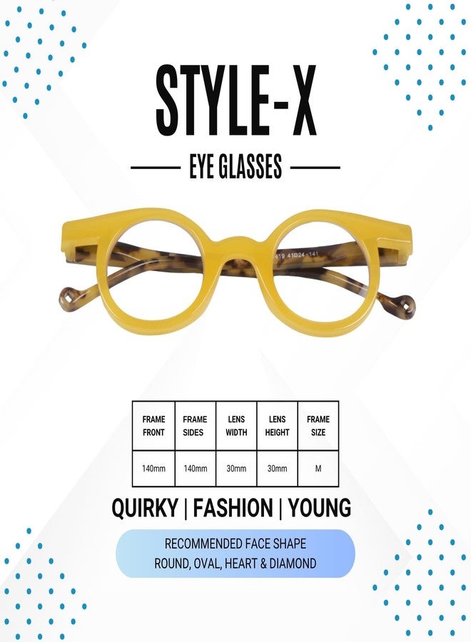 AEC StyleX Round Reading Glasses | Chic Dual-Tone Frame with Clear Precision Lenses | Funky Lightweight Unisex Readers for Men & Women (Yellow, +1.75) - Image 2
