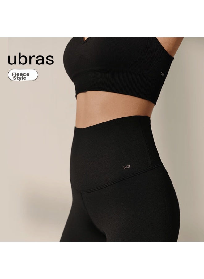 Ubras Soft Air Layer Brushed Warm Tummy Control High-elastic Slim Leggings For Women, Autumn And Winter Wearable, Jet Black, XL - Image 1