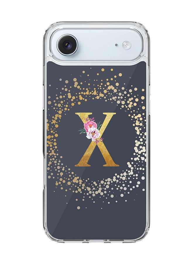 Stylizedd Classic Clear MagSafe Case for iPhone 17 Air , Hybrid Soft Case Flexible Edges Anti Drop TPU PC Gel Thin Transparent Cover [ Designed for iPhone 17 Air ] - Custom Monogram Initial Letter Floral Pattern Alphabet - X  (Grey ) - Image 1