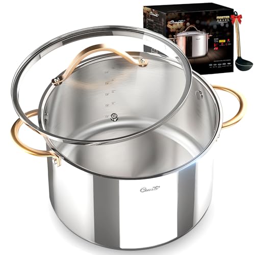 Ciwete Stock Pot 12 Quart, 18/10 Tri-Ply Stainless Steel All Clad Stock Pot with Lid, Seamless 12 QT Cooking Pot with Copper Handle, Healthy Stockpots, Induction, Gas, Oven and Dishwasher Safe - Image 1