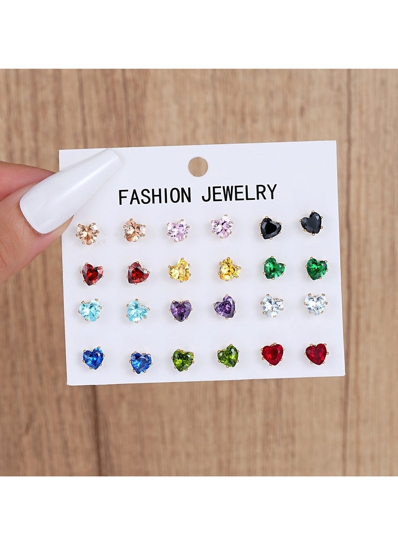 Huitich Heart-Shaped Zircon Stud Earrings Set  - Image 5