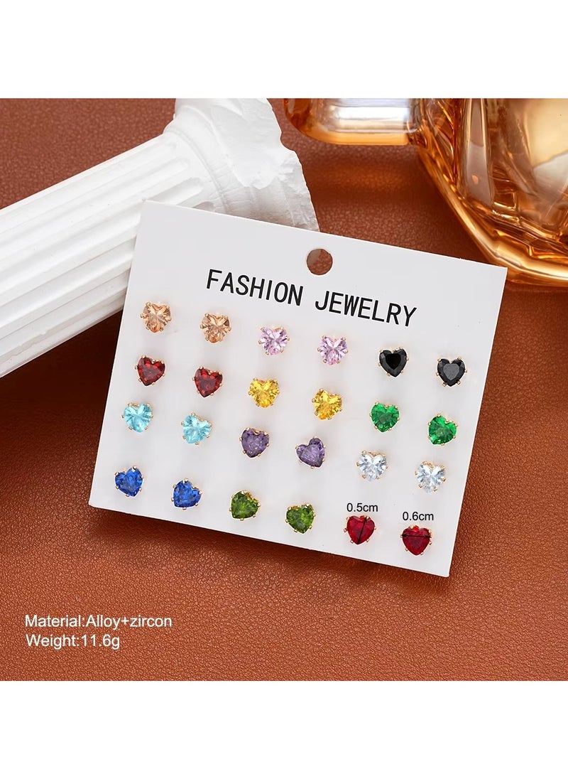 Huitich Heart-Shaped Zircon Stud Earrings Set  - Image 2
