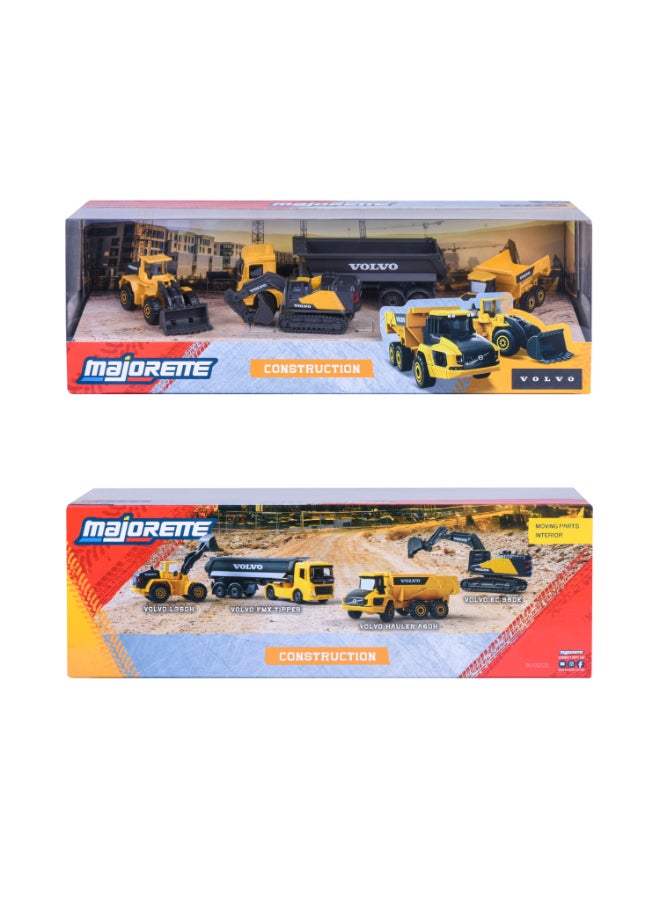 Majorette Volvo Construction 4 Diecast Giftpack, 4 Officially Licensed Volvo Construction Vehicles, Metal Toy Set with Freewheel and Moving Parts, Excavator, Wheel Loader, Articulated Hauler & Exclusive Dump Truck, Ages 3+ - Image 2