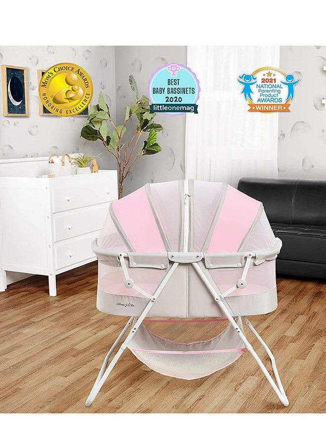 Karley 3 in 1 Portable Baby Bassinets With Mattress and Net - Pink and Grey
