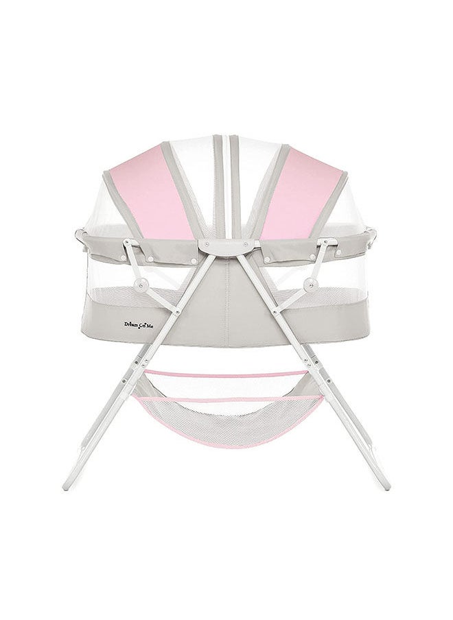 Karley 3 in 1 Portable Baby Bassinets With Mattress and Net - Pink and Grey