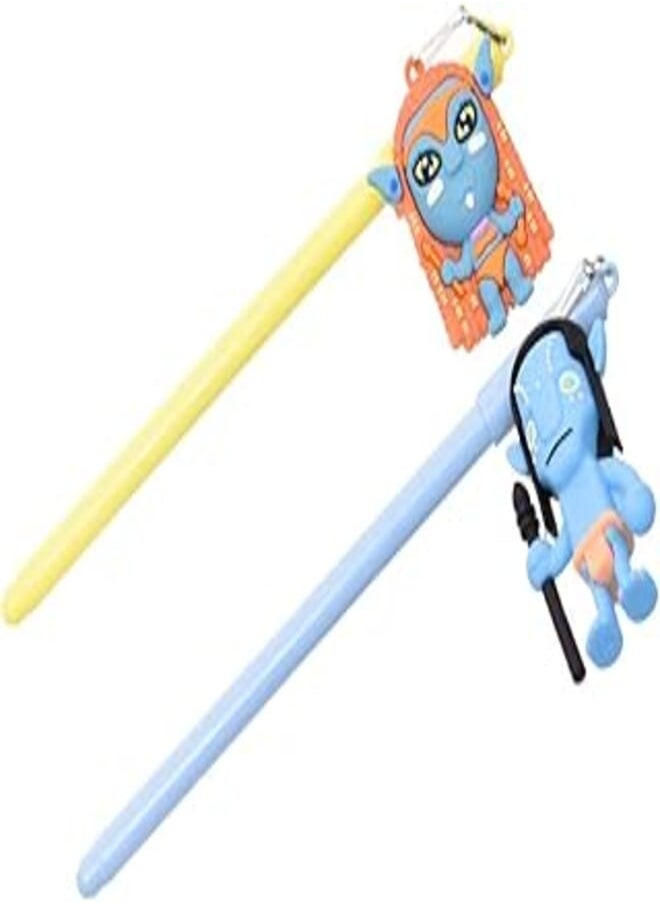 YANG YANG Yang Yang GP-133 Gel Ink Pen 0.38mm with Toy Medal Pack of 2 Blue Ink Pens for Kids and Students - Multi Color 